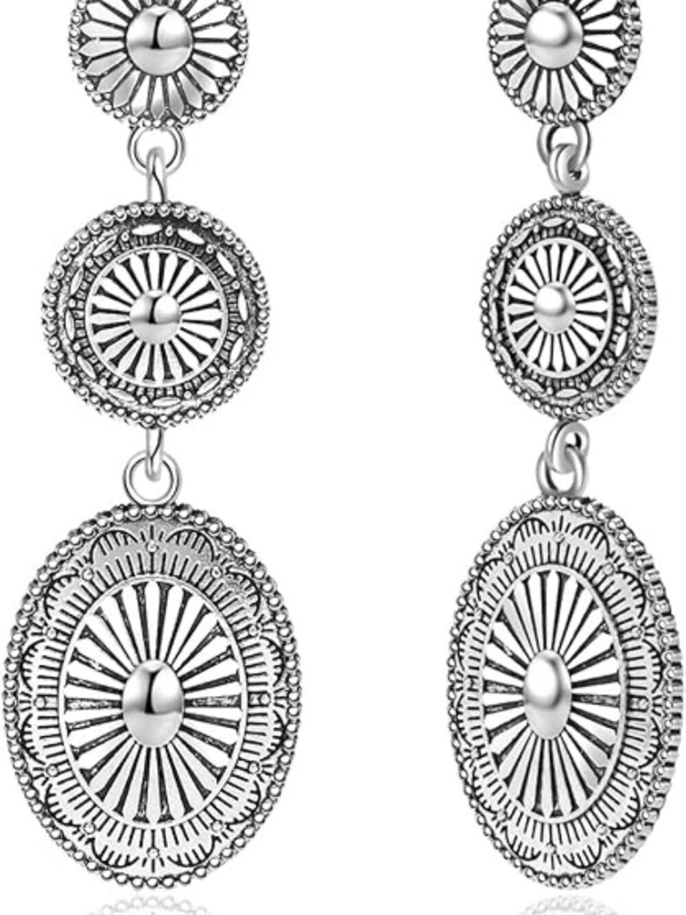 NEW Western Earrings Round Concho Dangle Earrings Country Cowgirl Chunky